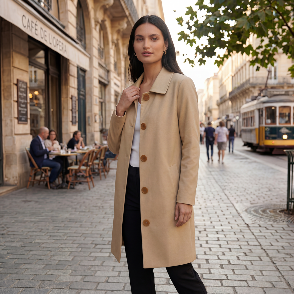 Damen Trenchcoat Lena – Midi Übergangsjacke elegant