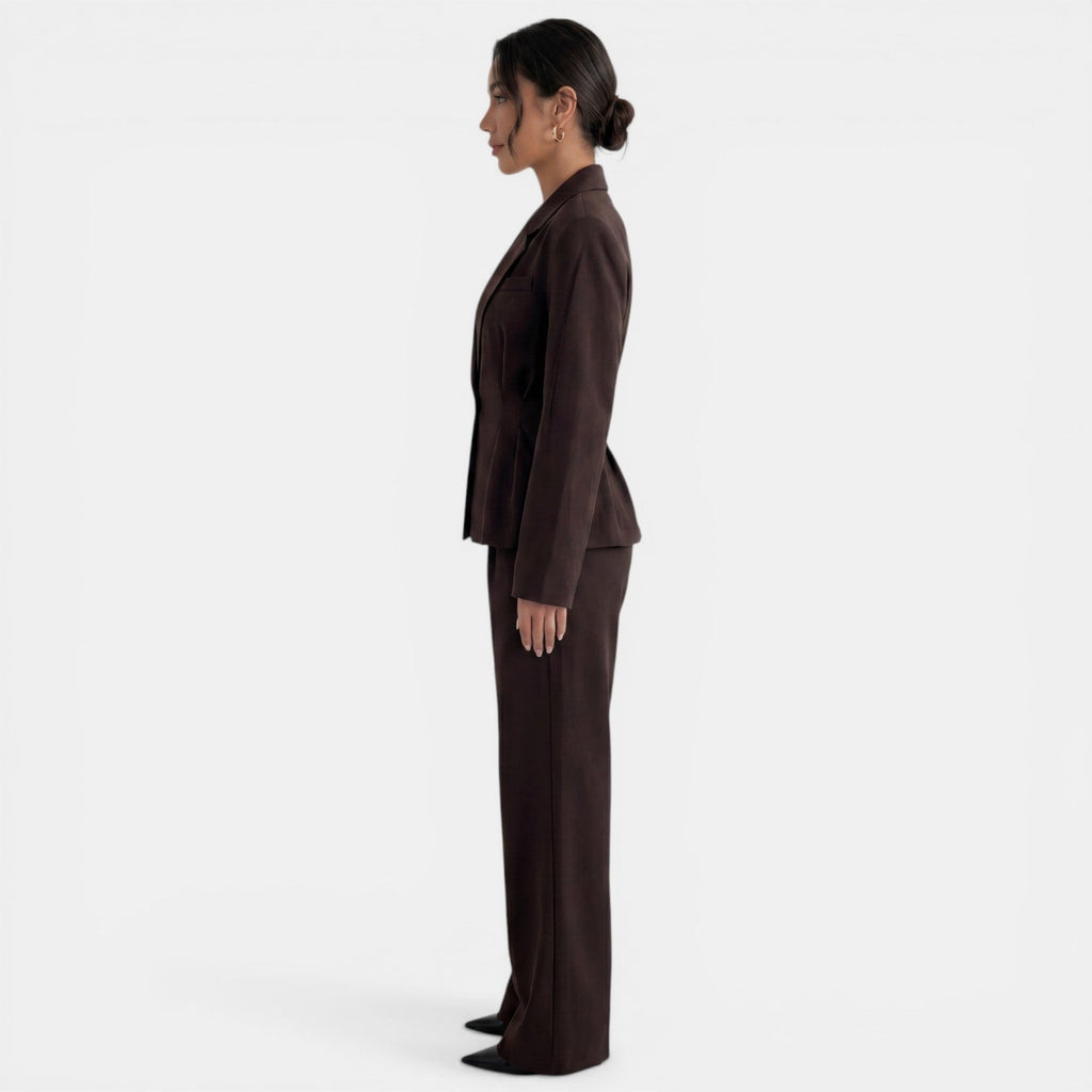Damen Blazer-Anzug Nora – Braun, eleganter Hosenanzug