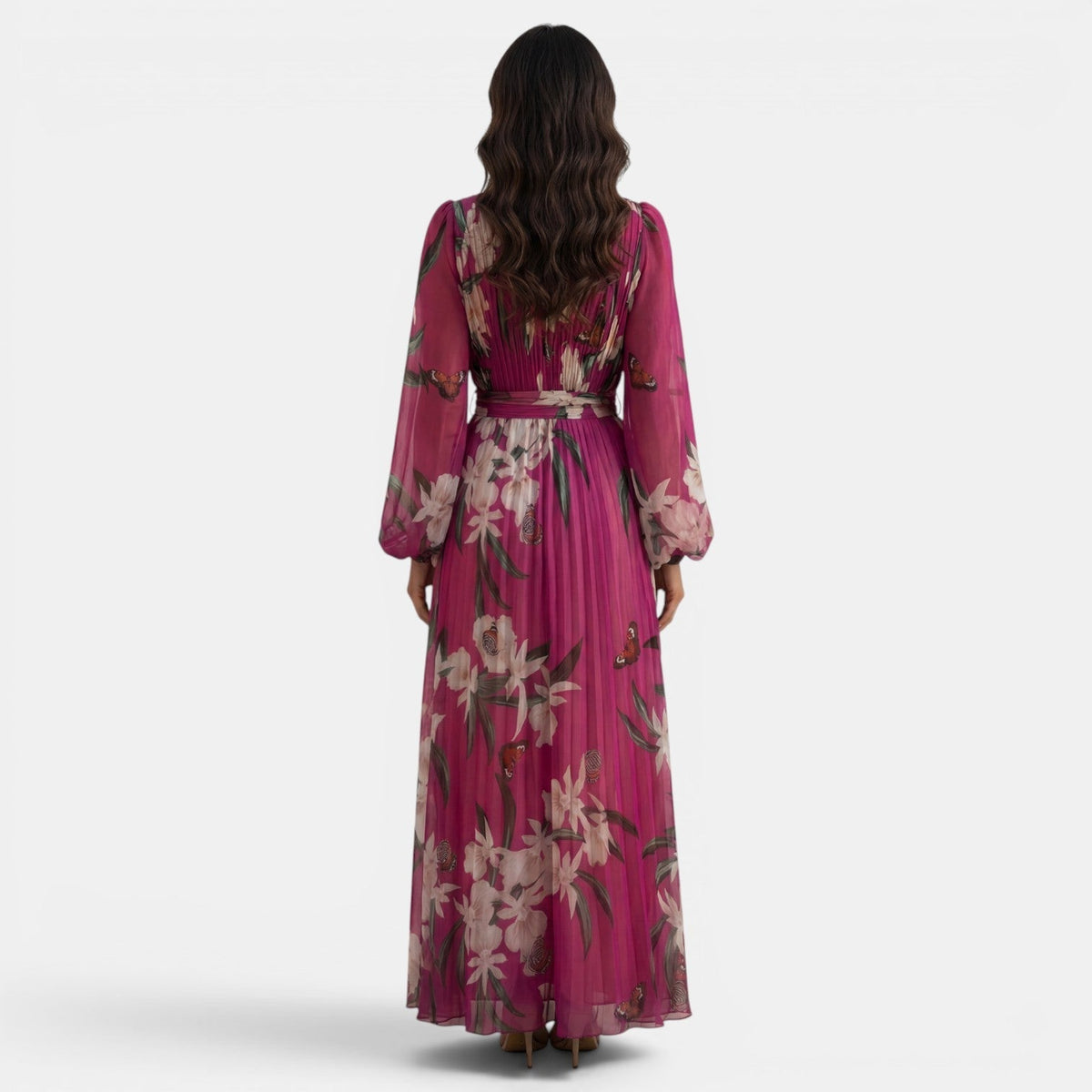 Damen Maxi Kleid Emma – Florales Muster, V-Ausschnitt, Fließend