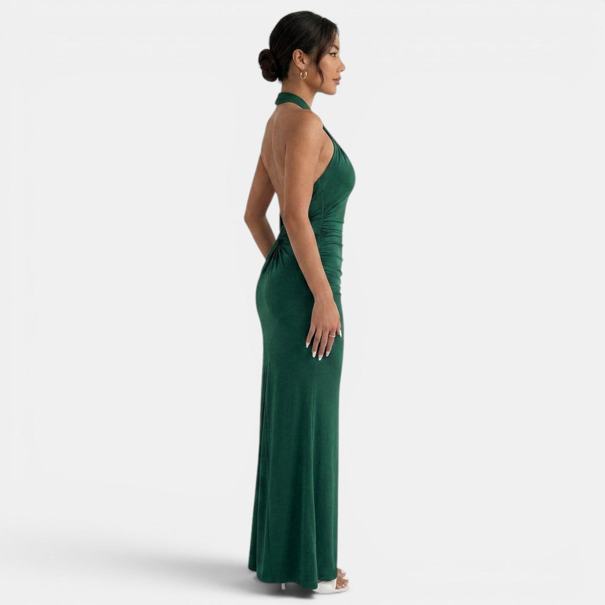 Damen Abendkleid lang Greta – Halter-Ausschnitt, offener Rücken