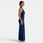 Damen Abendkleid lang Greta – Halter-Ausschnitt, offener Rücken