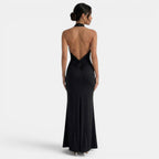 Damen Abendkleid lang Greta – Halter-Ausschnitt, offener Rücken