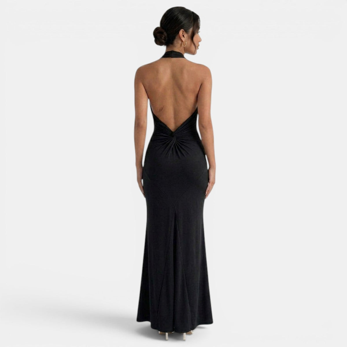Damen Abendkleid lang Greta – Halter-Ausschnitt, offener Rücken