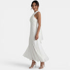Damen Langkleid Emma – Gaze mit Schleife, Slim Fit