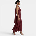 Damen Langkleid Emma – Gaze mit Schleife, Slim Fit