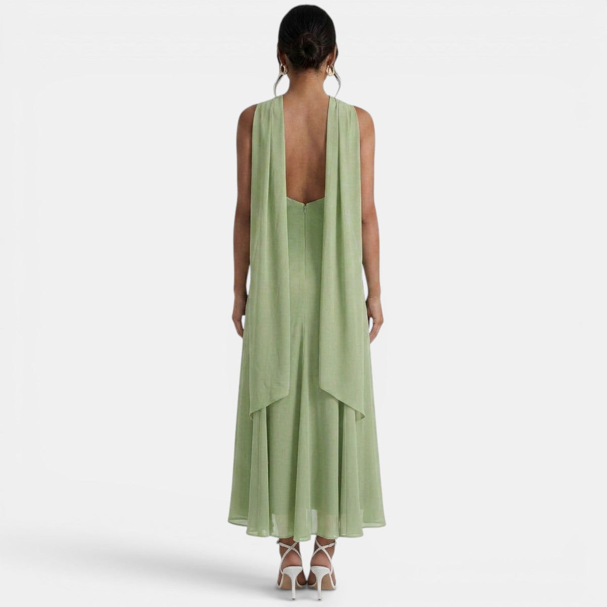 Damen Langkleid Emma – Gaze mit Schleife, Slim Fit