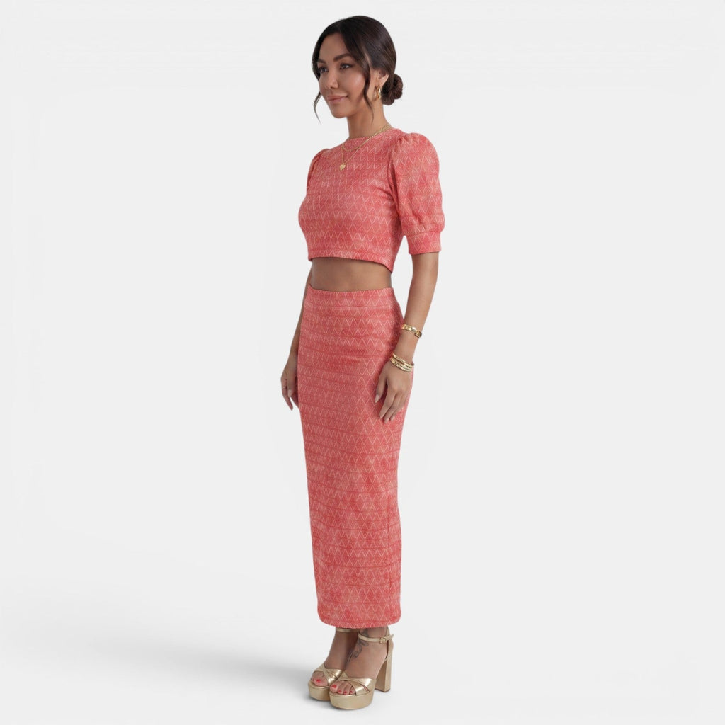 Damen Zweiteiler Emma – Crop Top und Rock mit Schlitz