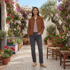 Damen Wildlederjacke Greta – Braun, Weiches Leder, Übergangsjacke