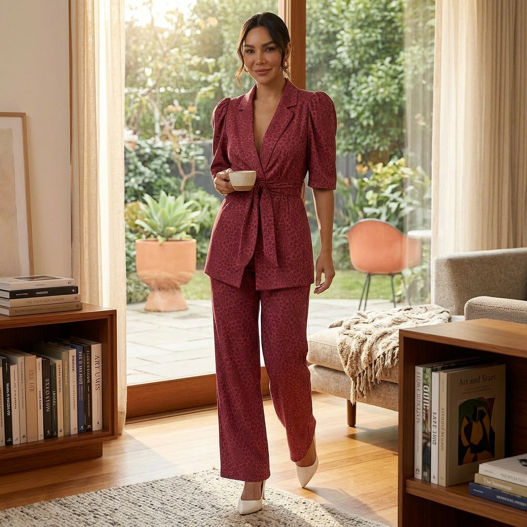 Damen Zweiteiler Emma – Elegantes Ensemble mit Puffärmeln