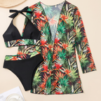 Damen Bikini 3-teilig Emma – Tropischer Print, Neckholder