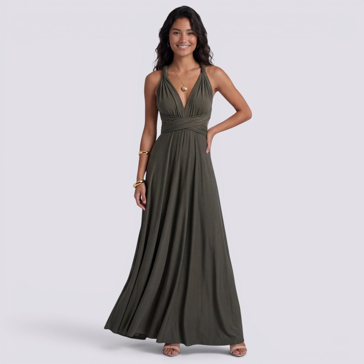 Damen Maxikleid Lina – Wickeldesign, vielseitig bindbar, für Hochzeiten