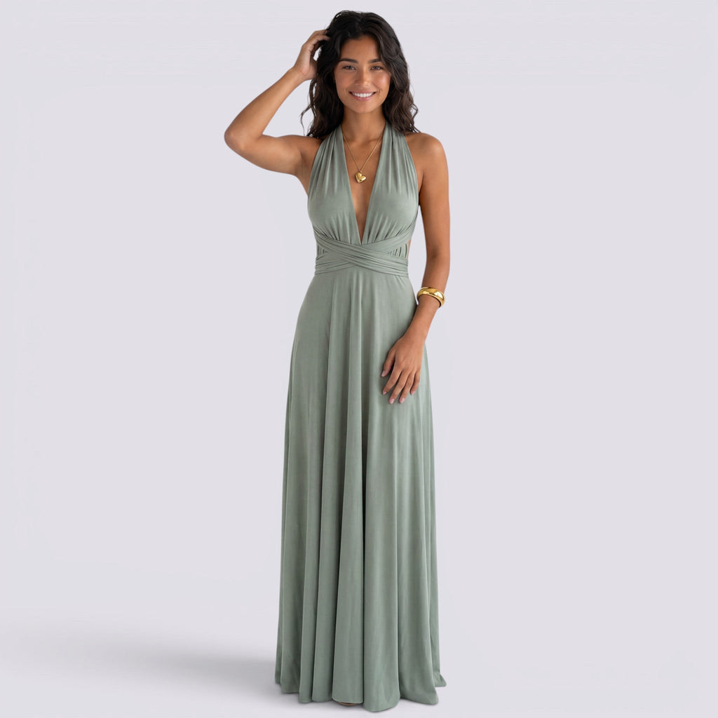 Damen Maxikleid Lina – Wickeldesign, vielseitig bindbar, für Hochzeiten