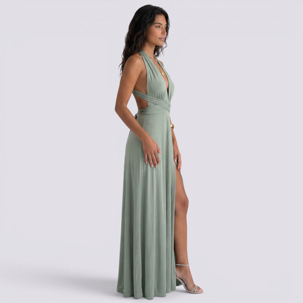 Damen Maxikleid Lina – Wickeldesign, vielseitig bindbar, für Hochzeiten