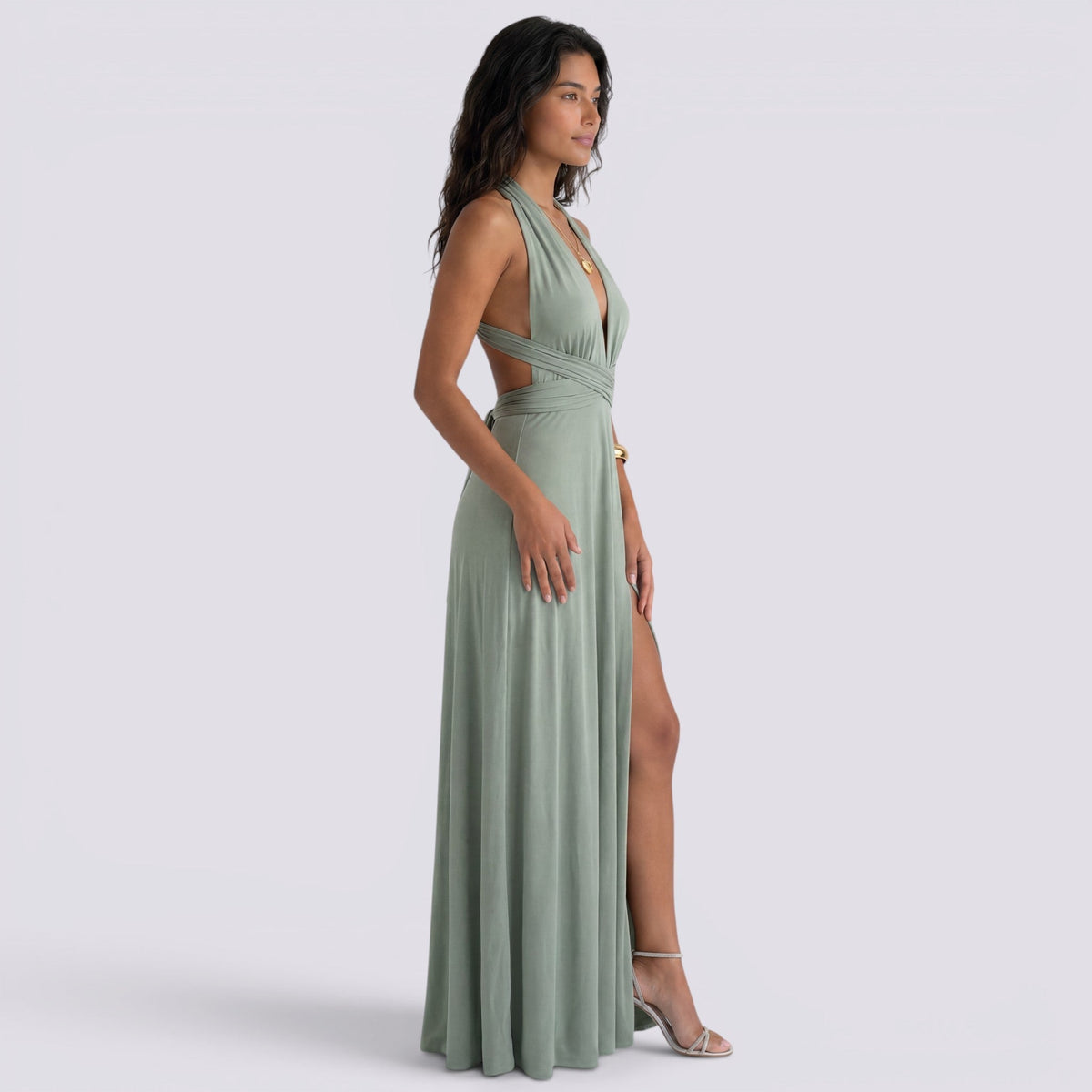 Damen Maxikleid Lina – Wickeldesign, vielseitig bindbar, für Hochzeiten