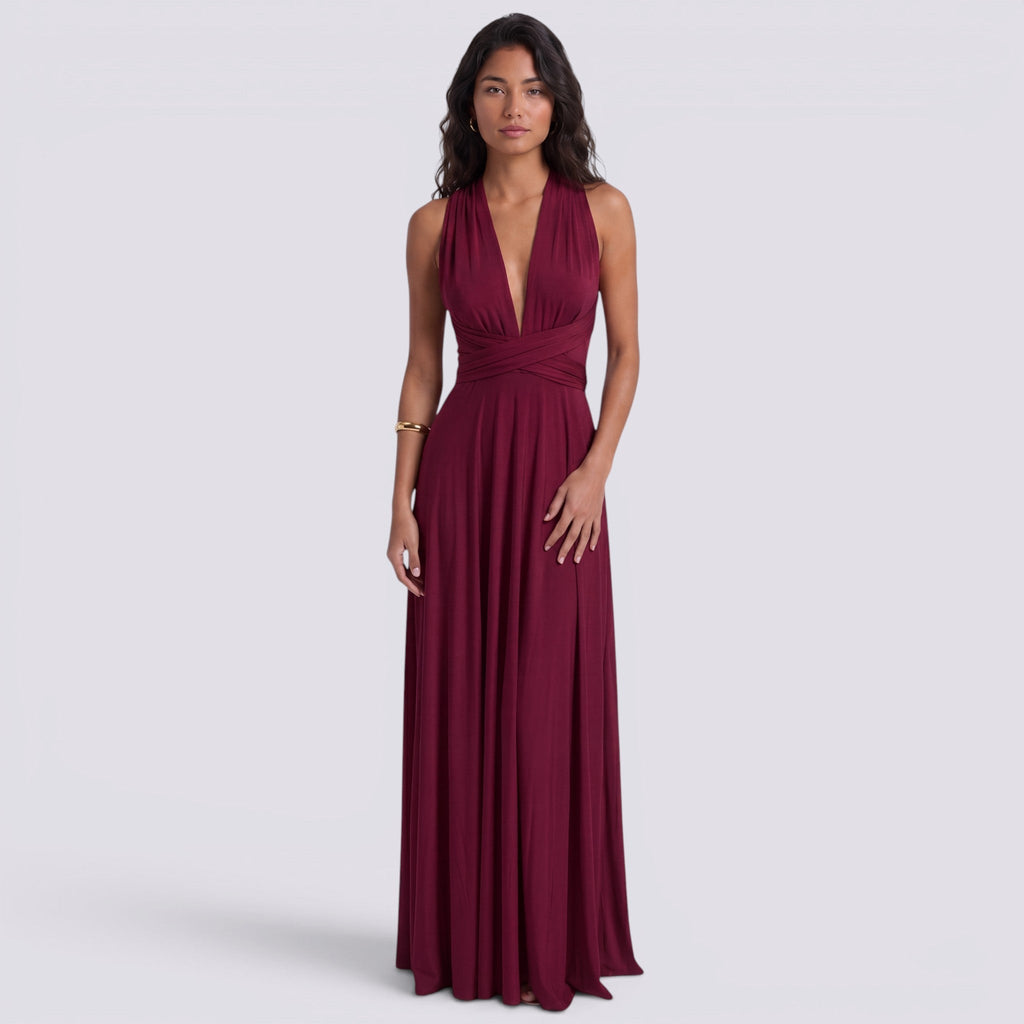 Damen Maxikleid Lina – Wickeldesign, vielseitig bindbar, für Hochzeiten