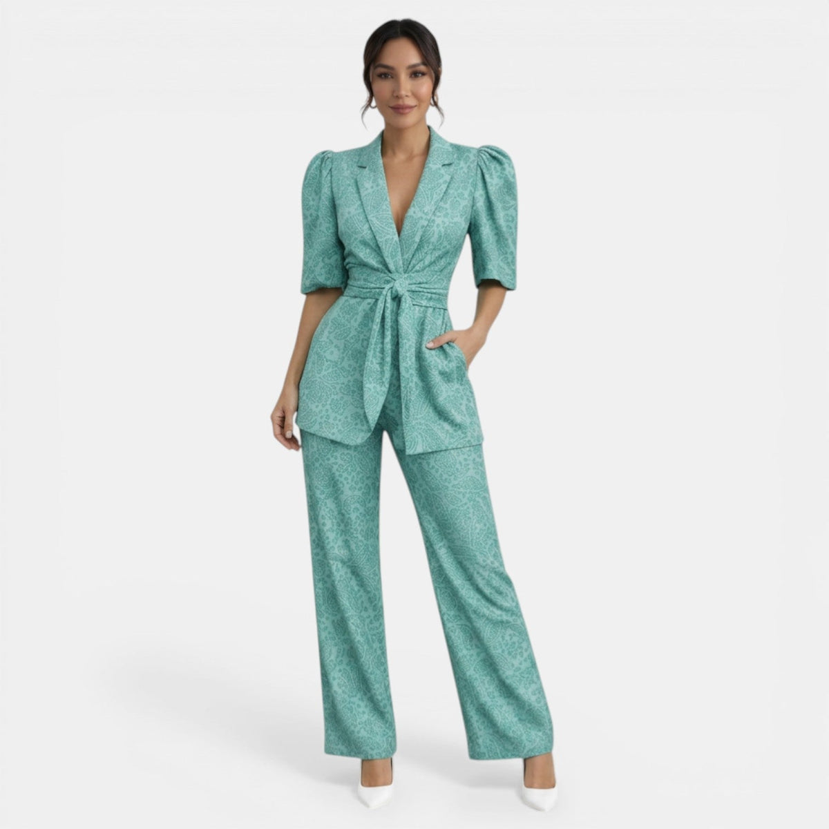 Damen Zweiteiler Emma – Elegantes Ensemble mit Puffärmeln