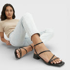 Damen Sandaletten Emma – Blockabsatz, gekreuzte Riemen, Gold