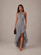 Damen Hochzeitskleid Emma – Asymmetrischer Volant & Neckholder