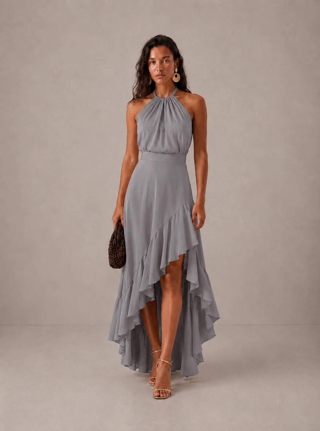 Damen Hochzeitskleid Emma – Asymmetrischer Volant & Neckholder