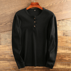 Herren Henley Langarmshirt Felix – Waffelpiqué-Struktur