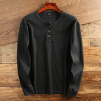 Herren Henley Langarmshirt Felix – Waffelpiqué-Struktur