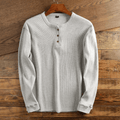 Herren Henley Langarmshirt Felix – Waffelpiqué-Struktur