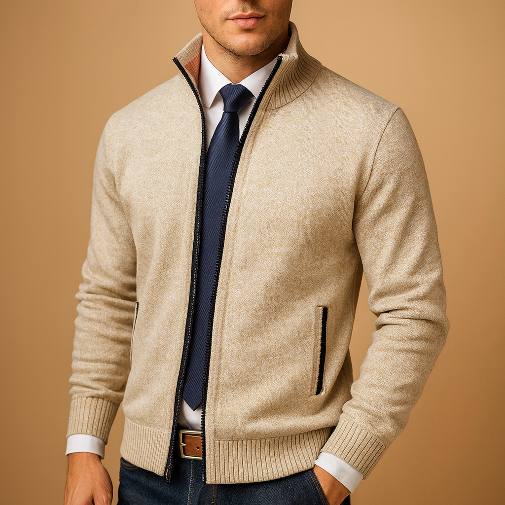Herren Cardigan Felix – Strickjacke mit Reißverschluss, klassisch