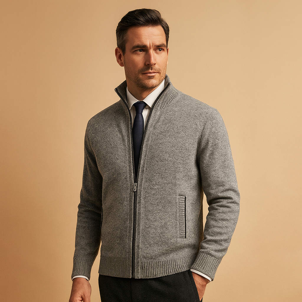 Herren Cardigan Felix – Strickjacke mit Reißverschluss, klassisch