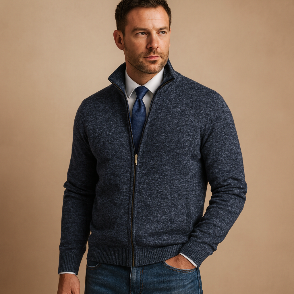 Herren Cardigan Felix – Strickjacke mit Reißverschluss, klassisch