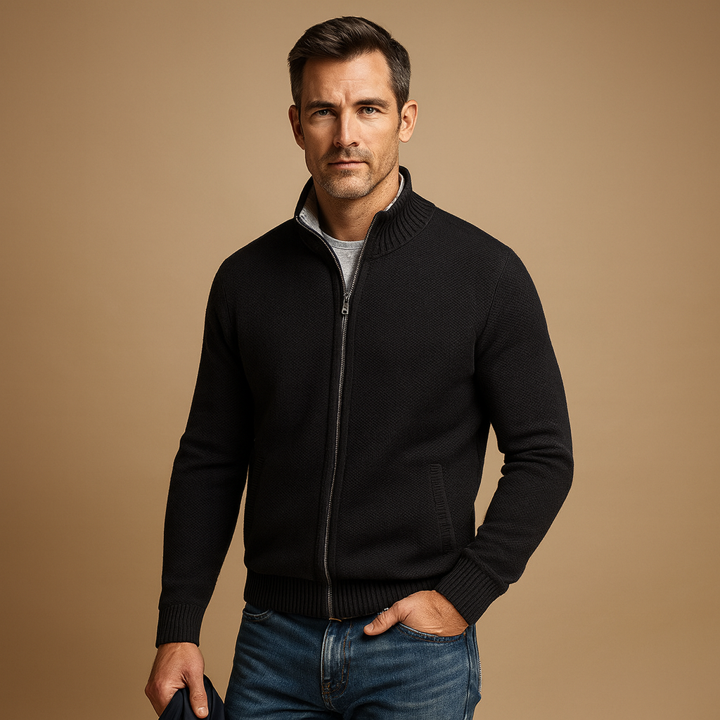 Herren Cardigan Felix – Strickjacke mit Reißverschluss, klassisch