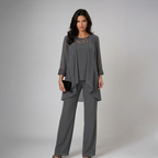 Damen Dreiteiler Lena – Fließend, Strass-Details, Palazzo-Hose elegant