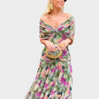 Damen Midi Kleid Lina – V-Ausschnitt florales Muster fließend