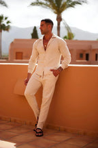 Herren Leinenanzug Paul – Hemd & Hose, Kubakragen, elegant