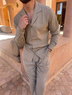 Herren Leinenanzug Paul – Hemd & Hose, Kubakragen, elegant
