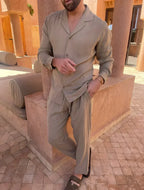 Herren Leinenanzug Paul – Hemd & Hose, Kubakragen, elegant