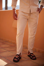 Herren Leinenanzug Paul – Hemd & Hose, Kubakragen, elegant