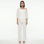 Damen Chiffon-Set Emma – Asymmetrischer Ausschnitt mit Strass