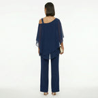 Damen Chiffon-Set Emma – Asymmetrischer Ausschnitt mit Strass