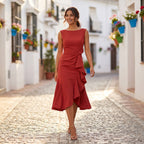 Damen Cocktailkleid Sophia – Asymmetrische Volants, trägerlos