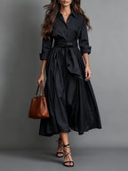 Vestido camisero largo corte en A para mujer