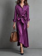 Vestido largo estilo camisa para mujer en varios colores