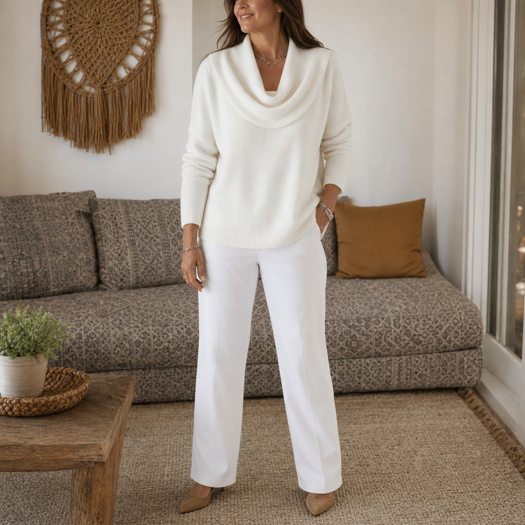 Damen Strickpullover Emma – Drapierter Rollkragen, bequemer Schnitt