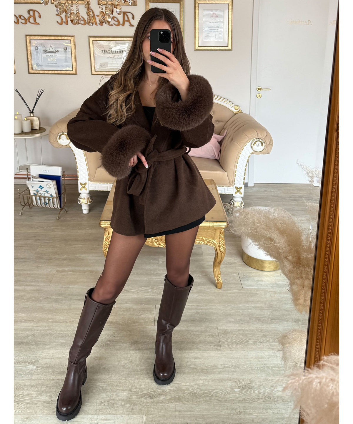 Damen Stiefel Langschaft Chira – Braun, Gefüttert