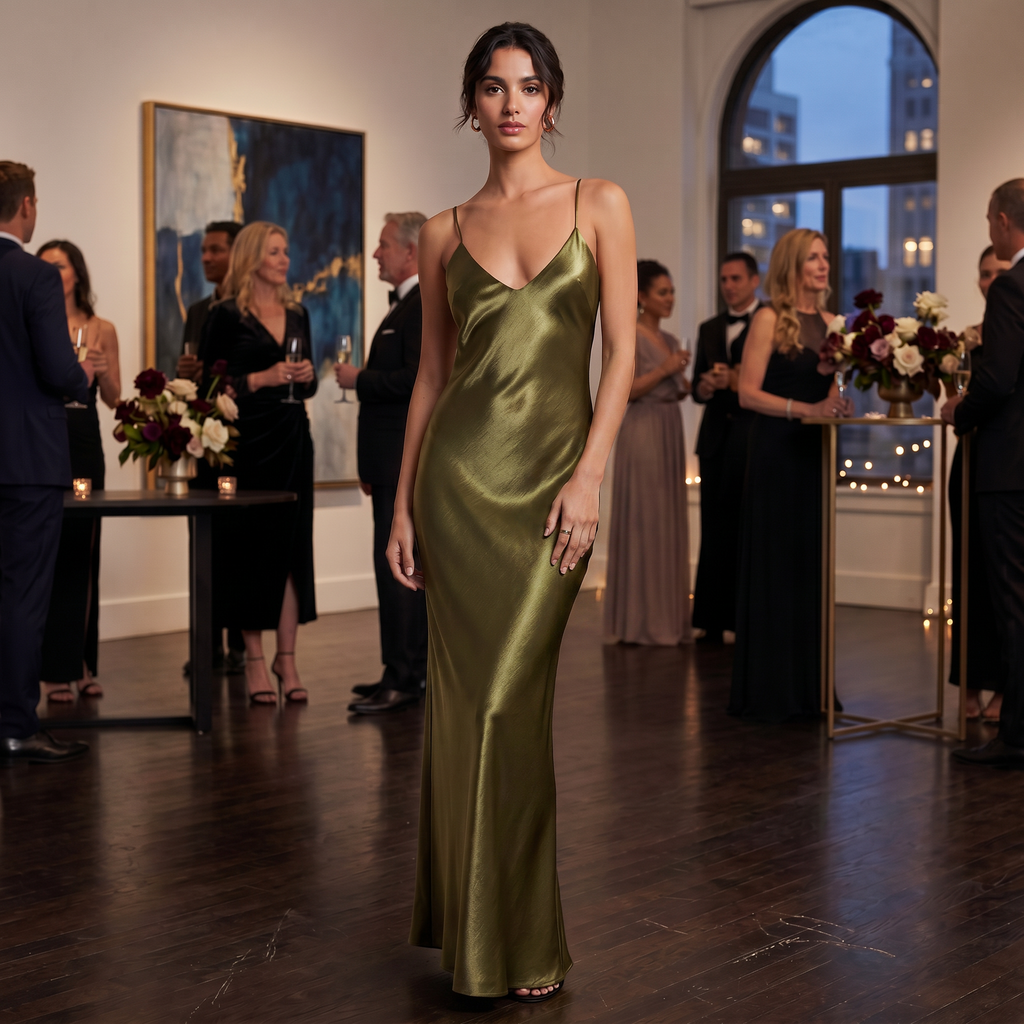 Damen Satinkleid Emma – Fließend, eleganter Schnitt