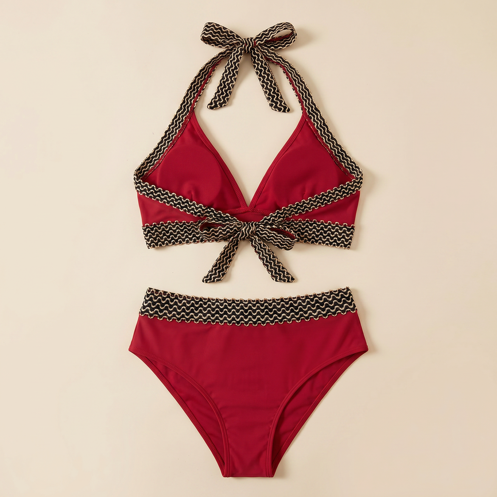 Damen Bikini Sofia Taillenhoch – Elastisch, zweiteilig mit Muster