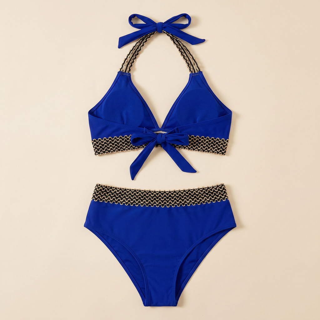 Damen Bikini Sofia Taillenhoch – Elastisch, zweiteilig mit Muster
