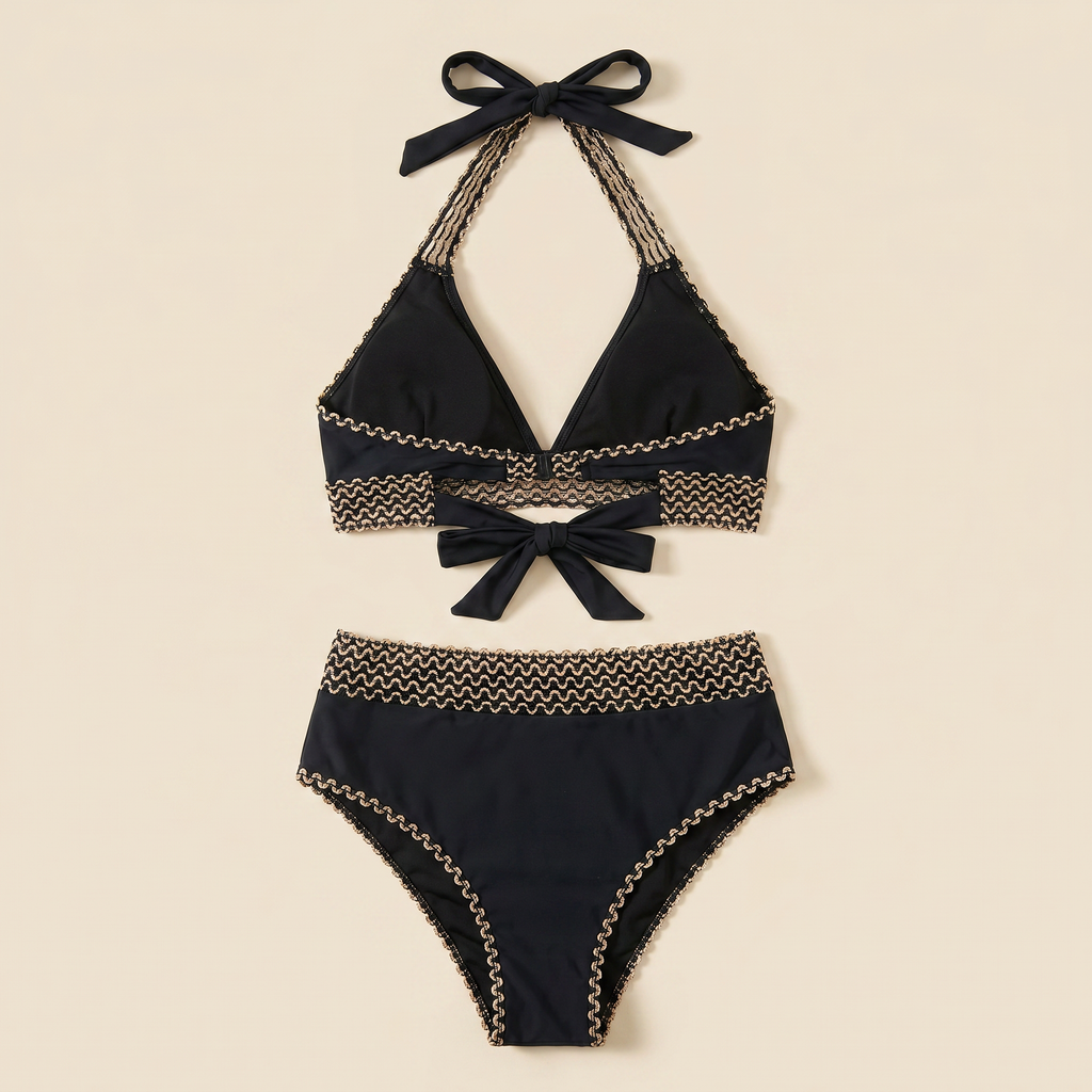 Damen Bikini Sofia Taillenhoch – Elastisch, zweiteilig mit Muster