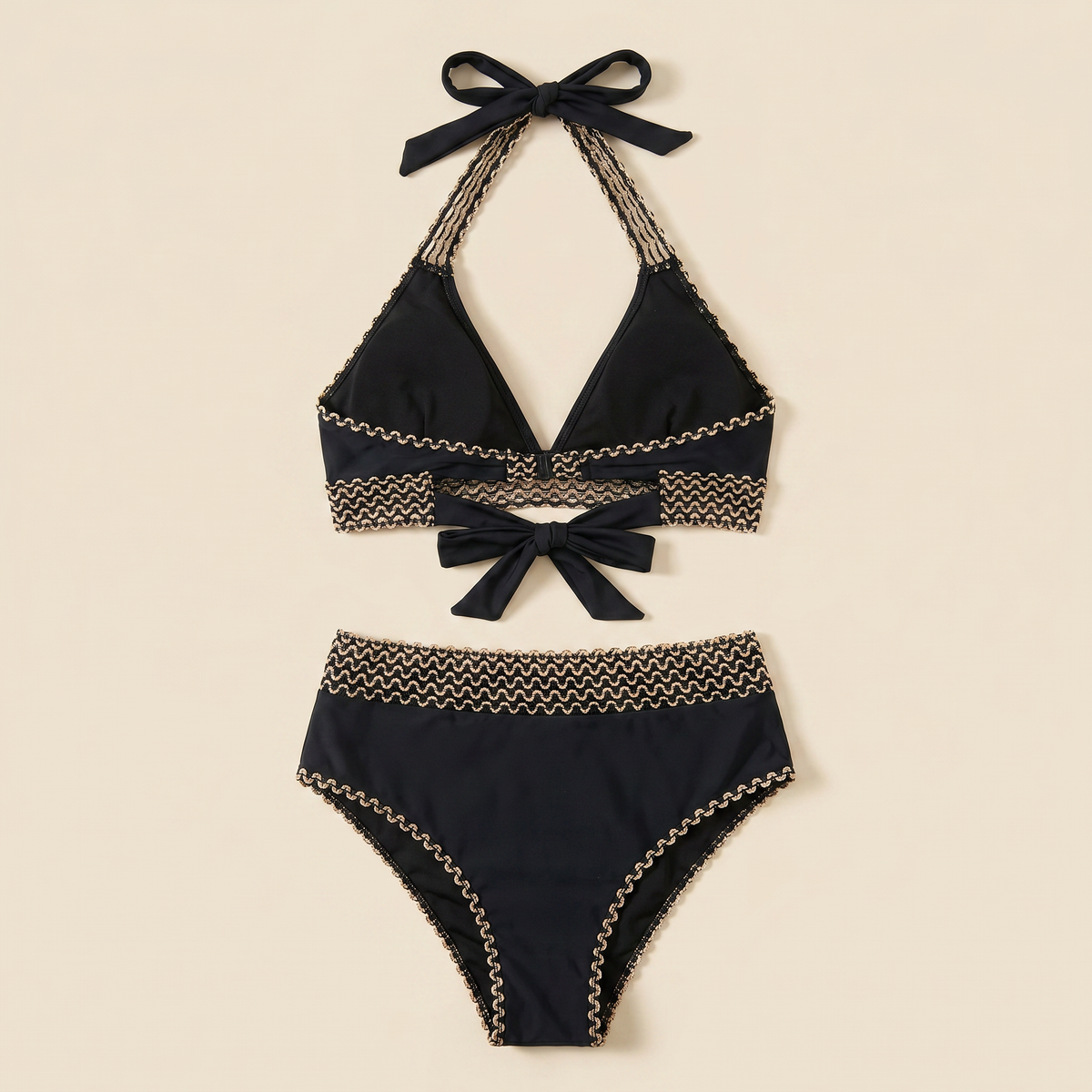 Damen Bikini Sofia Taillenhoch – Elastisch, zweiteilig mit Muster
