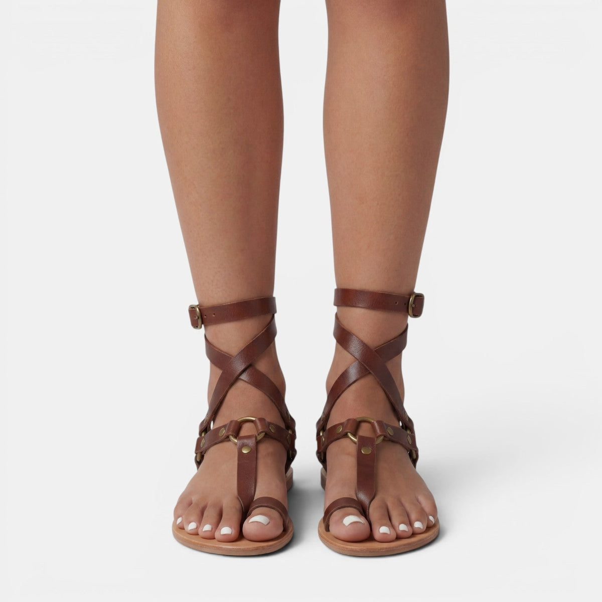 Damen Sandale Emma – Flach mit Schlangenmuster und Riemchen