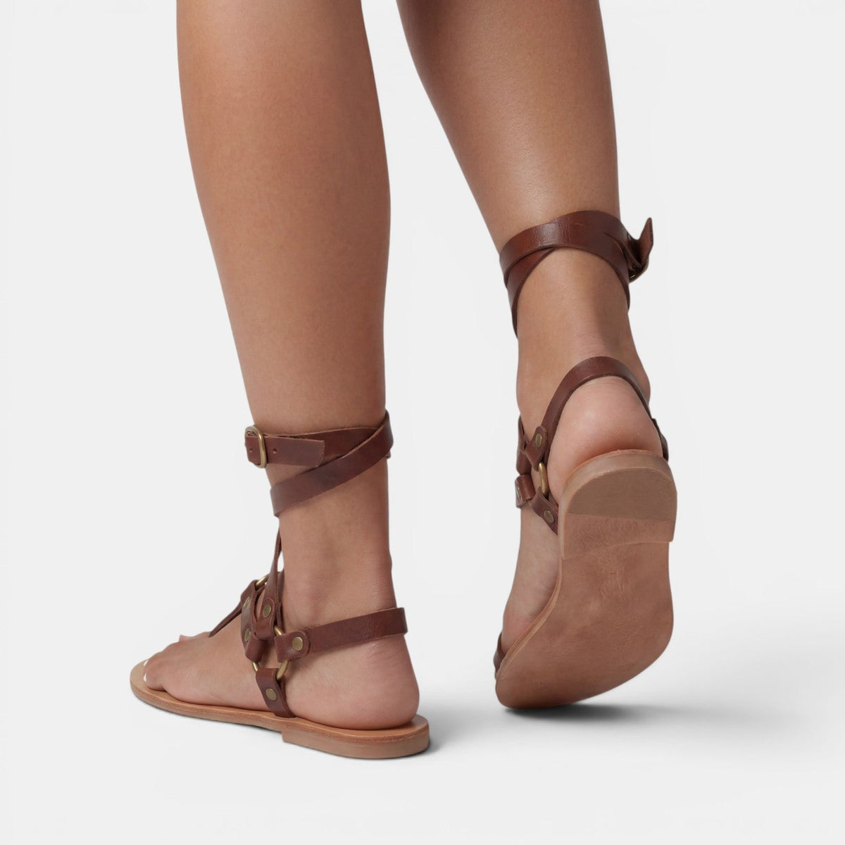 Damen Sandale Emma – Flach mit Schlangenmuster und Riemchen